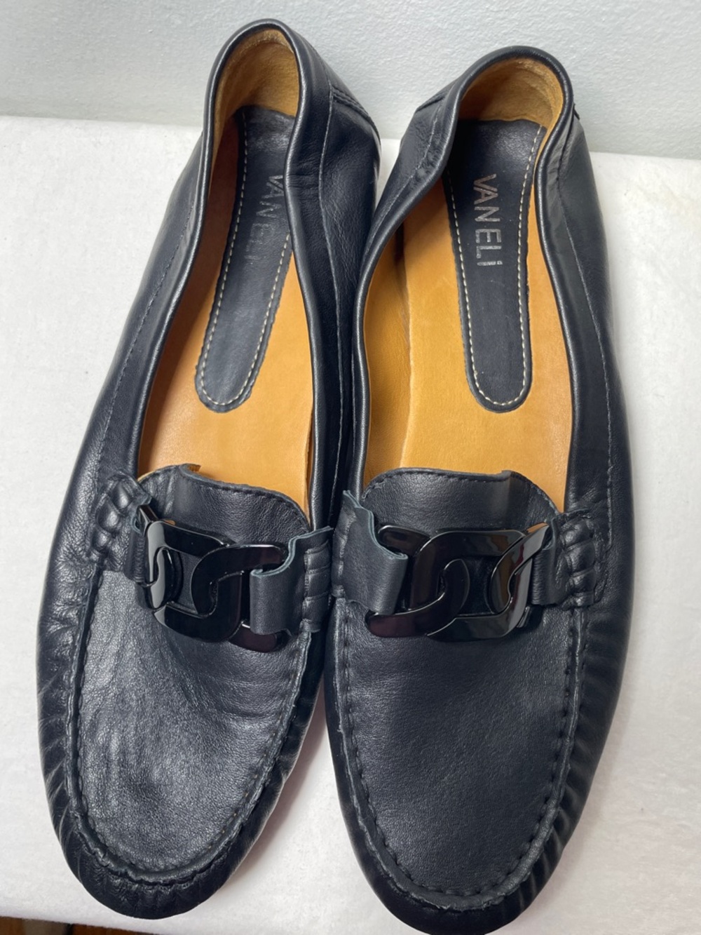 Van Eli Aiker Black Leather Driving Loafer Moccasins 11 W - Picture 9 of 12